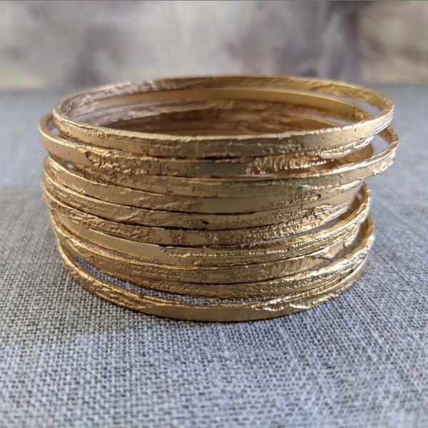 Alice Thin Hand Etched Gold Plated Bangle - One of a Kind- Listing for One Bangle Only