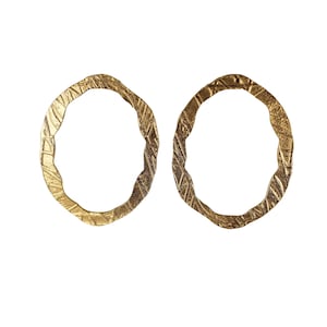 Portal of Faith - Large Etched Gold Oval Earrings