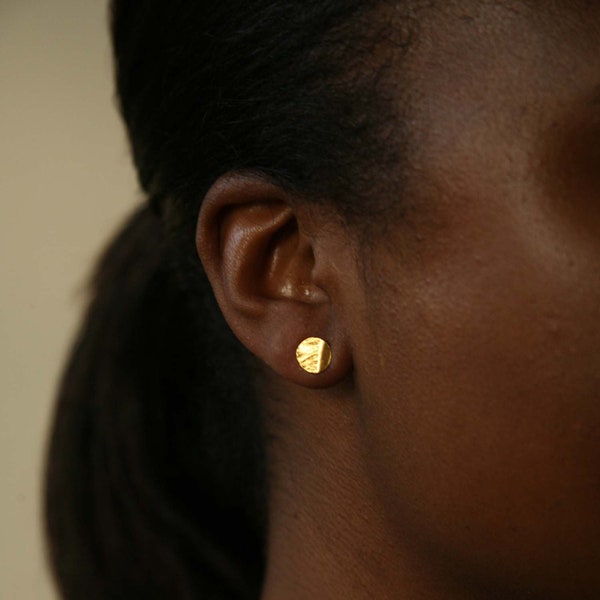 Tiny Reticulated Vermeil Circle Post Earrings
