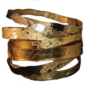 Aleda Hand Etched Gold Plated Brass Bangle 1 single bangle image 7