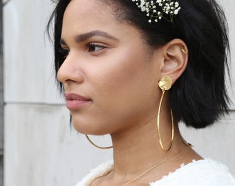 Jumping Through Extra Large Gold Plated Hoop Earrings