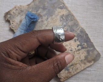 Rough Smoke - Textured Sterling Silver Cigar Band - Unisex Statement Ring