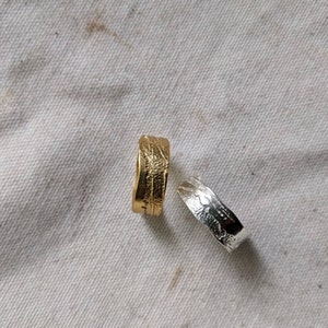 Poetic Hues - Etched Wide Ring -  Sterling Silver or Vermeil  - 1 ring