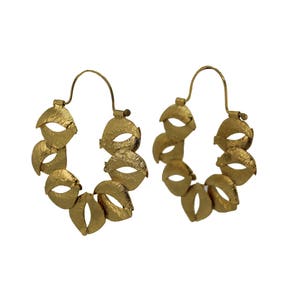 Sculptured Organic Reticulated Gold Hoop Earring image 2