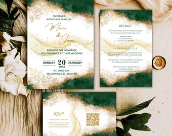 Elegant Wedding Invitations, Wedding Invitation Template, Gold Wedding Invitations, Digital Wedding Invitations, Save The Date