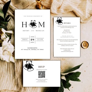 Invitación de boda minimalista, plantilla de invitación de boda, invitación de boda con fecha de reserva, invitación de boda digital