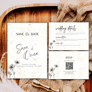 Save The Date Wedding Invitation, Minimalist Wedding Invitation, Save The Date, Gold Wedding Invitation, Wedding Invitation Template