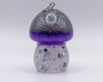 Dark silver glitter purple Mushroom Ornament