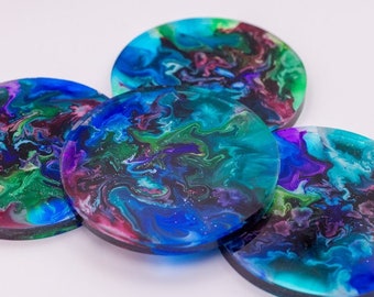 Colorful Handmade 3.5inch alcohol ink petri dish coasters