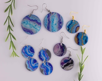 Agate Slice Inspired Hand Painted Statement Earrings