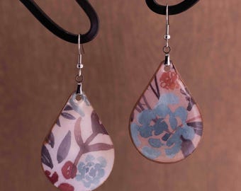Fine Art Craft Paper Teardrop Statement Resin Earrings