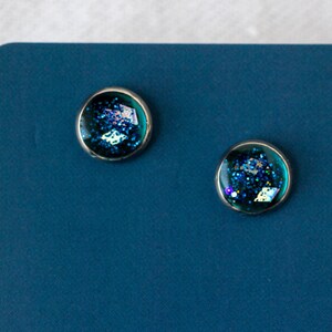 8mm Stainless Steel Blank Stud Earring Bezel assortment of colors, resin, sparkle, glitter image 7