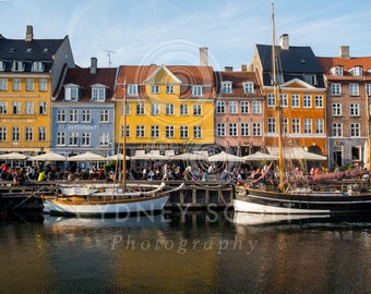 boats, Copenhagen, Nyhvn, Denmark, canal, architecture, Danish, Hygge, travel photo, Documentary, Gallery Print, fine art print