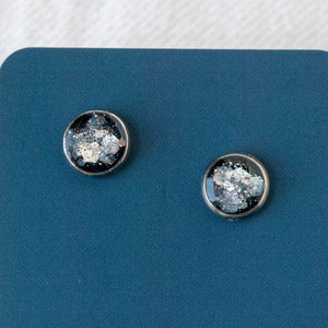 8mm Stainless Steel Blank Stud Earring Bezel assortment of colors, resin, sparkle, glitter image 2