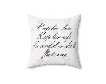 Keep Her Close Romantic Coquette Bow Print Ballet Feminine Spun Polyester Square Pillow