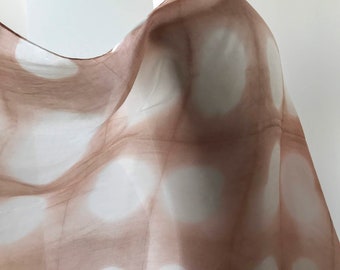 SAMPLE SALE Textile Art Silk Habotai Scarf, Hand Dyed, Natural Dyes, Rose, Pastel, Pink, Brown, Earth Tone, Women, Gift, Her, Art To Wear