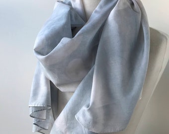 SAMPLE SALE Oversized Textile Art Cotton and Silk Wrap, Hand Dyed in Resist Dye Technique, Natural, Loungewear, Pale, Soft, Scarf, Shawl