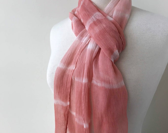 SAMPLE SALE Lightweight Silk Chiffon Scarf, Hand Dyed with Natural Dyes, Rose White, Art, Women, Gift for Mom, Wife, Romantic, Elegant, Y