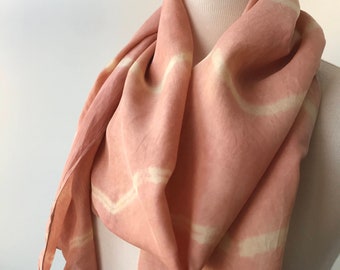 SAMPLE SALE Artist Made Textile Art Silk Scarf, Hand Dyed, Natural Dyes, Pastel, Soft, Earth Tone, Women, Gift for Her, Abstract, Handmade