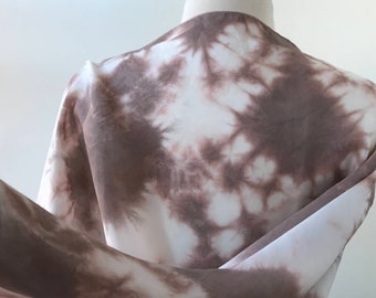 Artist Made Textile Art Silk Scarf, Hand Dyed with Natural Dyes, Chocolate Brown, Women, Gift for Her, Elegant, Abstract, Handmade, Artwear