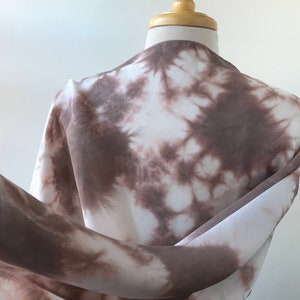 Artist Made Textile Art Silk Scarf, Hand Dyed with Natural Dyes, Chocolate Brown, Women, Gift for Her, Elegant, Abstract, Handmade, Artwear image 1