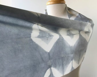 SAMPLE SALE Textile Art Silk Charmeuse Scarf, Hand Dyed, Natural Dyes, Indigo Blue, White, Women, Gift for Her, Luxurious Mother's Day Gift