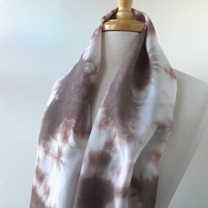 Artist Made Textile Art Silk Scarf, Hand Dyed with Natural Dyes, Chocolate Brown, Women, Gift for Her, Elegant, Abstract, Handmade, Artwear image 5