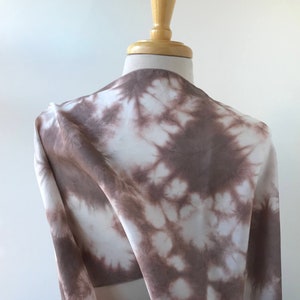 Artist Made Textile Art Silk Scarf, Hand Dyed with Natural Dyes, Chocolate Brown, Women, Gift for Her, Elegant, Abstract, Handmade, Artwear image 3