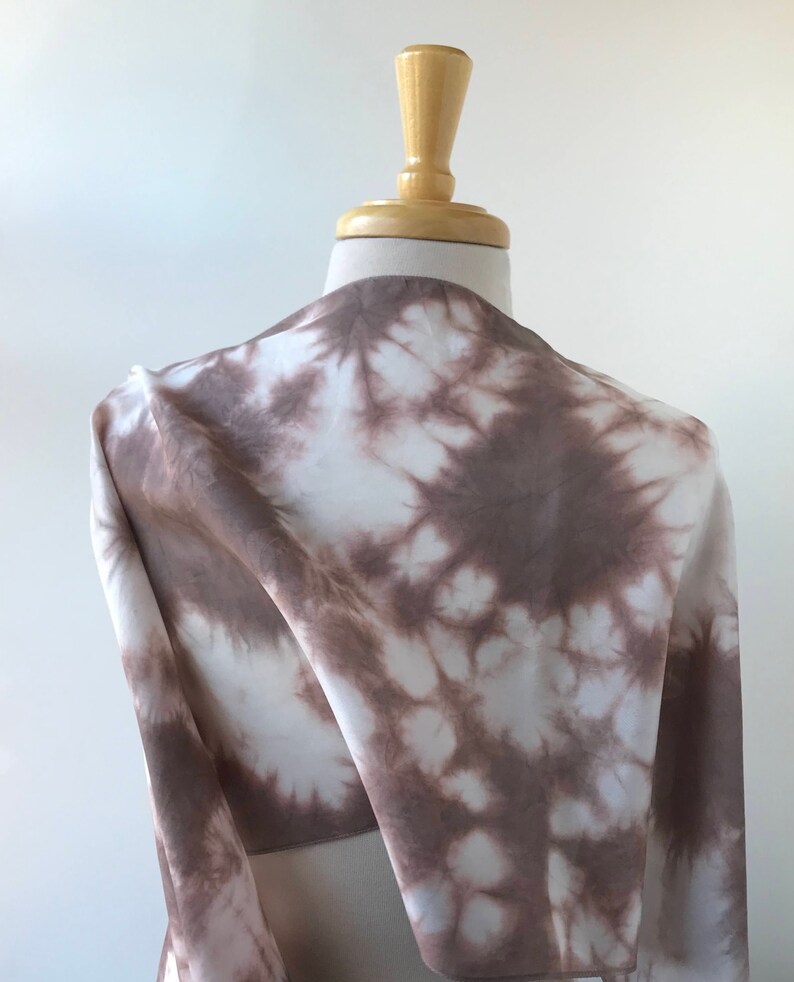 Artist Made Textile Art Silk Scarf, Hand Dyed with Natural Dyes, Chocolate Brown, Women, Gift for Her, Elegant, Abstract, Handmade, Artwear image 3