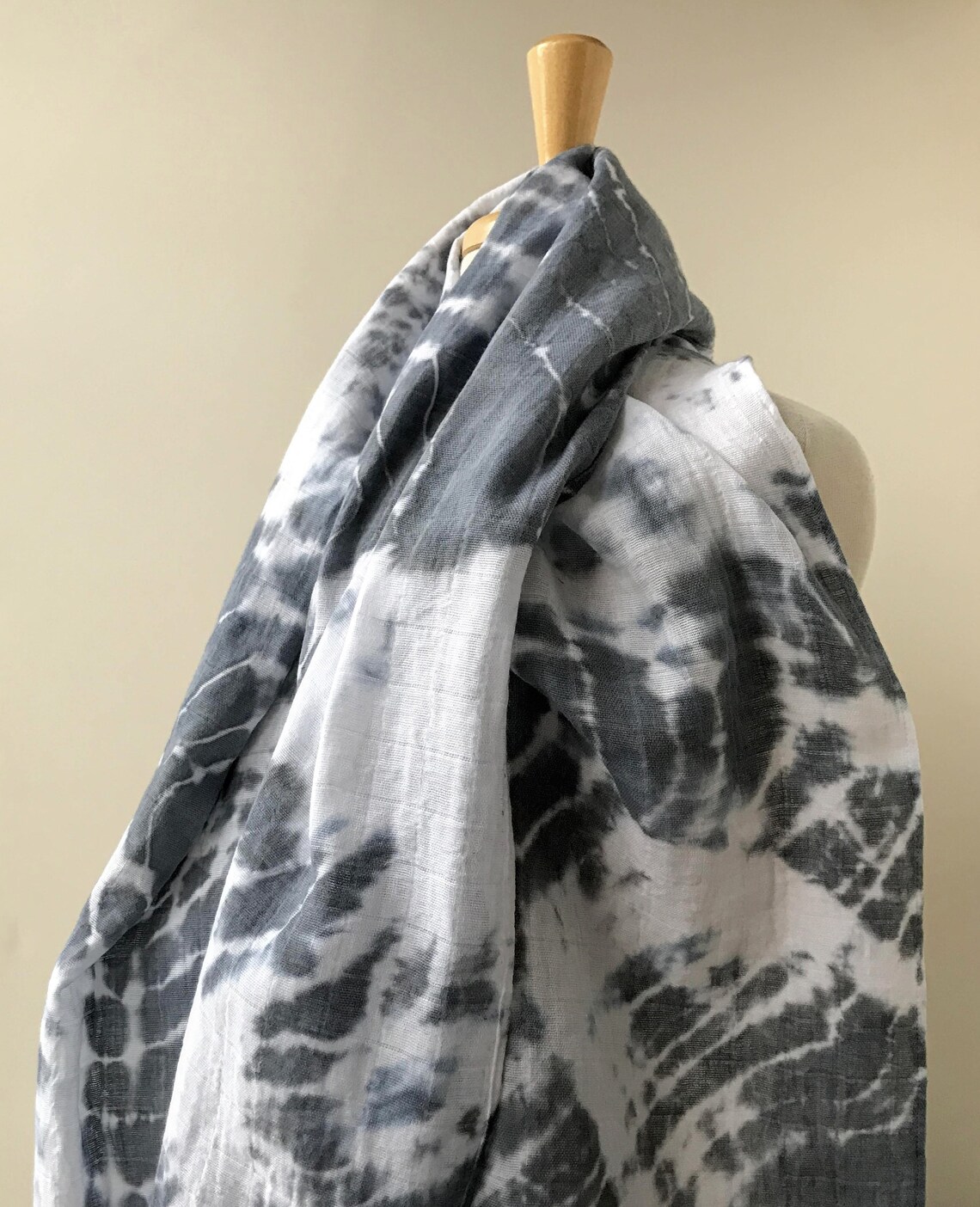 Oversized Cotton Gauze Shawl Shibori Scarf Textile Art Etsy