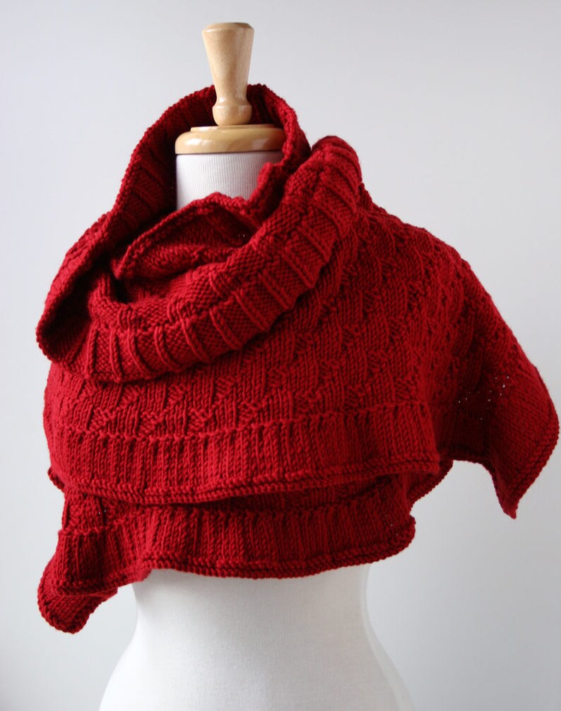 Rococo Merino Wool Hand Knit Shawl in RED Luxurious Merino Etsy