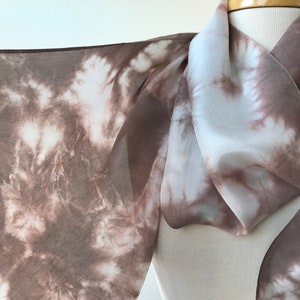 Artist Made Textile Art Silk Scarf, Hand Dyed with Natural Dyes, Chocolate Brown, Women, Gift for Her, Elegant, Abstract, Handmade, Artwear image 4