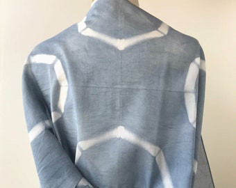SAMPLE SALE Cotton and Silk Artist Made Scarf, Hand Dyed with Natural Dyes, Indigo Blue, White, Women, Gift for Her, Wife, Wrap, Light, Airy