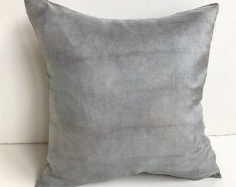 SAMPLE SALE Hand Dyed with Natural Dyes Decorative Pillow Case Cover, 100% Silk, Shades of Gray, Neutral, Soft,, Summer, House, Home Decor