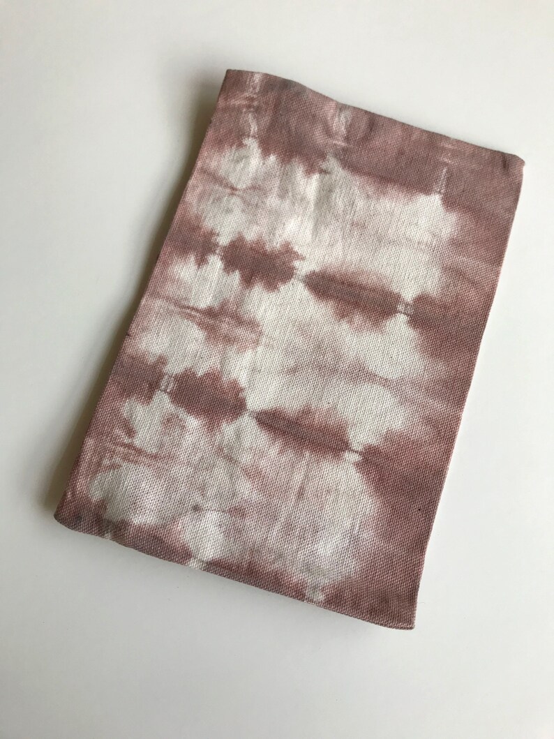 Shibori Itajime Design Travel Wine Terra Cotta Zipper Pouch Purse Bag Cotton Canvas Hand Dyed with Natural Dyes Makeup Gift