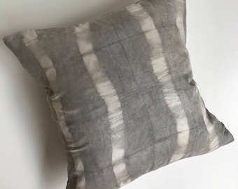 Hand Dyed with Natural Dyes Decorative Pillow Case Cover, 100% Silk, Shades of Gray, Neutral, Soft, Square, Summer, House, Home Decor