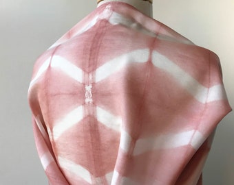 SAMPLE SALE Artist Made Textile Art Silk Scarf, Hand Dyed with Natural Dyes, Rose Pink, White, Women, Gift for Her, Tie Dye, Girls, Fashion