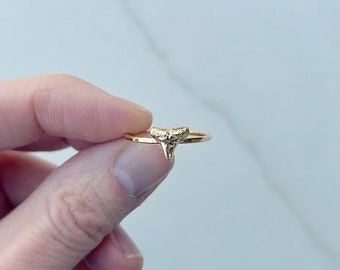 Gold Vermeil Shark Tooth Ring, Handmade Hammered Ring, Gold Stacking Ring