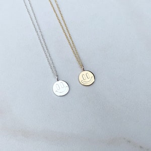 Smile Necklace in Sterling Silver or Gold Vermeil, Happy Face Pendant image 1