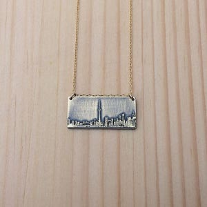 Toronto Ontario Canada skyline necklace | Toronto skyline pendant | etched copper pendant | handmade gift | jewelry for her