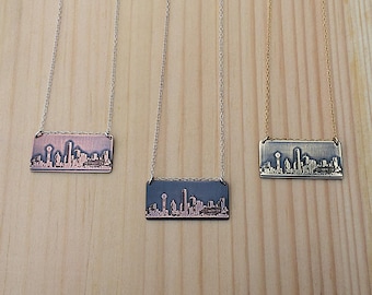 Dallas Texas skyline necklace | Dallas skyline pendant | etched copper pendant | handmade gift | jewelry for her