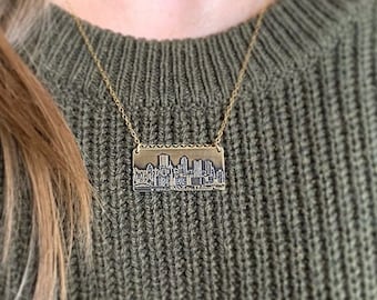 Skyline-ketting Pittsburgh, Pennsylvania (Pennsylvania) in sterlingzilver, messing of koper