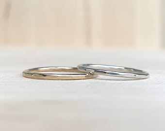 Wave Ring in Sterling Silver or 14k Gold Fill, Hammered Stacking Ring