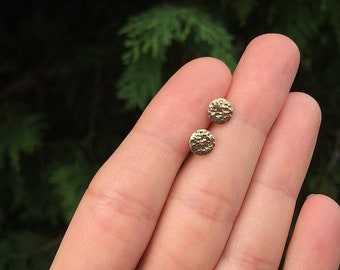 Tiny Hammered Studs in Sterling Silver, 14k Gold Fill, Brass or Copper, Dot Studs, Every Day Earrings