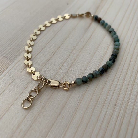 High Low Bracelet in African Turquoise Dainty Chain Bracelet
