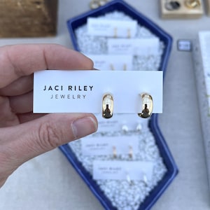 Wide Huggie Hoop Earrings in Sterling Silver or Gold Vermeil, Every Day Hoop Earrings
