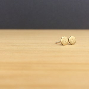 Tiny Hammered Studs in Sterling Silver, 14k Gold Fill, Brass or Copper, Dot Studs, Every Day Earrings image 4