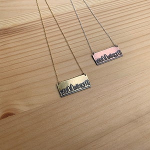 San Diego California skyline ketting | skyline hanger in koper of messing | sieraden voor haar