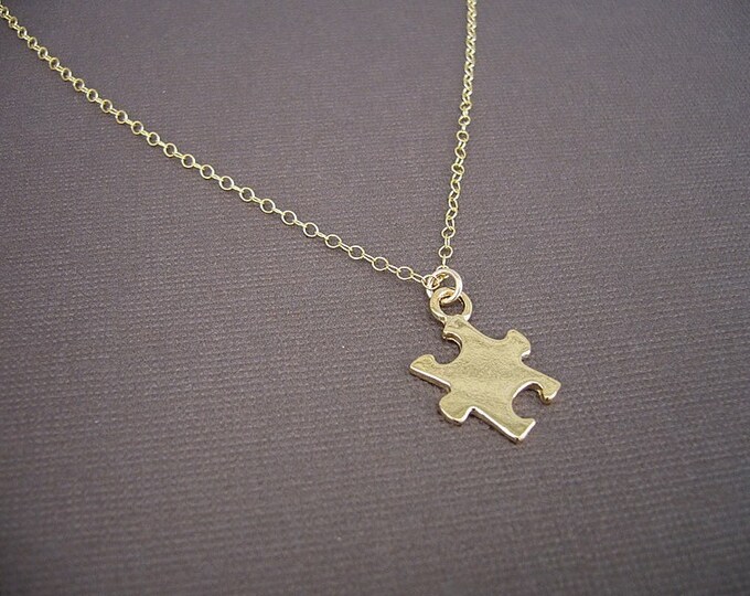 Gold Puzzle Piece Necklace - Autism Awareness - Etsy