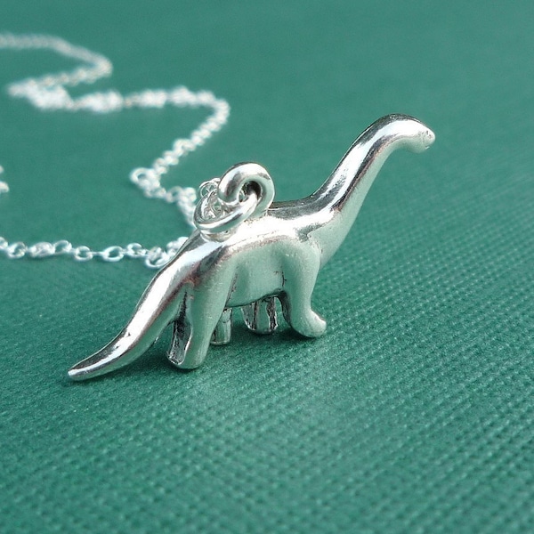 sterling silver dinosaur necklace brontosaurus gift for her